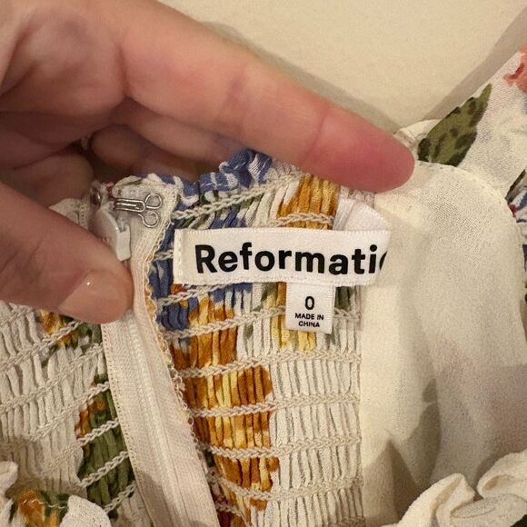 Reformation Floral Juliette Tie Strap Midi Dress 0 - Picture 6 of 7